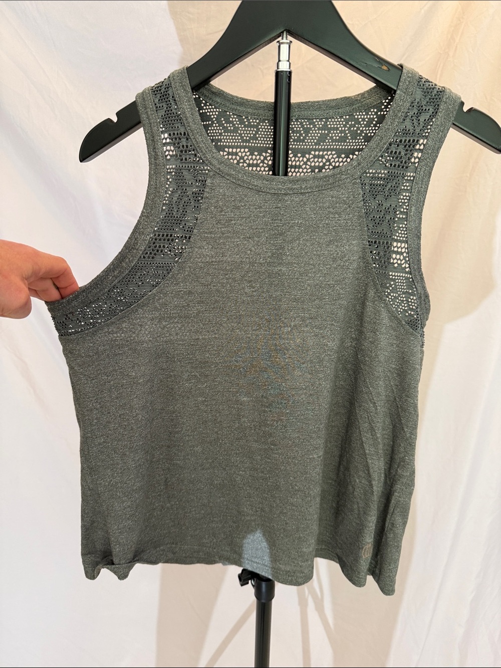 Bundle Black Sheer Ribbed Cutout Tank Top And Grey Breathable Tank - Picture 4 of 5